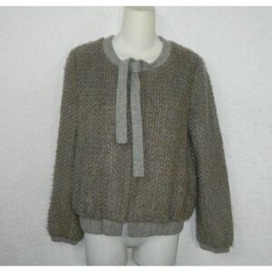 Anthropogie Mignon Doo Jacket Gray Knit Loopy  Bow‎ Tie Size X-Small